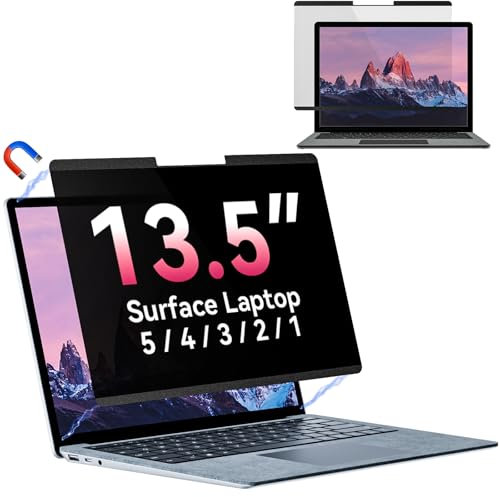 Magnetischer Blickschutzfilter für 13,5 Zoll Microsoft Surface Laptop 6/5/4/3/2/1, Abnehmbar Anti Glare Blaulicht Laptop Privacy Screen Blickschutzfolie Sichtschutz Black Security Private Protector