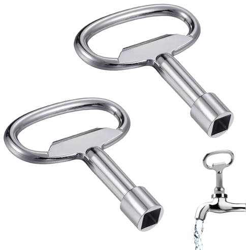 Lot de 2 clés carrées pour robinet, clé carrée de 8 mm, clé de robinet extérieur, clé de purge de chauffage, clé de purge universelle pour radiateur, boîte électrique, gaz, eau et armoires électriques