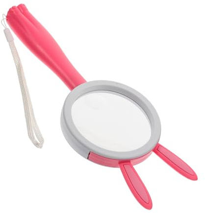 Lupa de Mano Portátil Rosa para Niños, Abs Silicona Acrílico, 5x10x