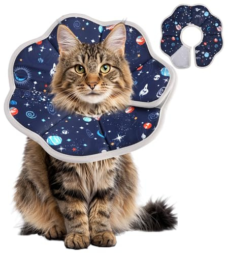 Colerette Chat Anti Lechage Anti-Puces et Anti Lechage,Imperméable, Réglable et Auto-Adhésif, Tour de Cou 18-25 cm, MatièRe Souple, Collier pour Chiens et Chats Après Une Opération Chirurgicale