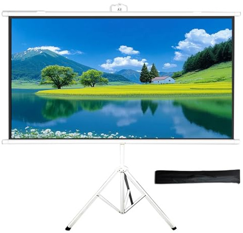 Schermo per Proiettore Portatile da Esterno con Treppiede, Schermo di Proiezione Estraibile da 60/72 pollici,Altezza Regolabile, per Home Theater,Feste in Giardino(Gray screen,60 inch)