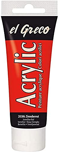 KREUL 28306 - El Greco Acrylic, 75 ml Tube in zinnoberrot, hochpigmentierte, glänzende Acrylfarbe in Studienqualität, buttrig vermalbar, für pastose Malerei
