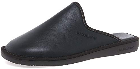 Zapatillas de casa Nordikas Invierno comodas de Hombre Made In Spain piel azul marino destalonado