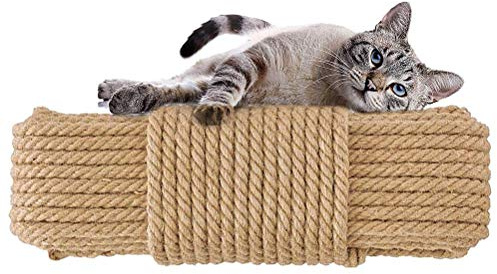 Aoneky Corda di sisal Naturale 6mm/ 8mm/10mm, 10M-100M - Corda di Sisal per Alberi di Gatto, Gatto Graffiare Pad, Decorazione Casa (30 m x 8 mm)