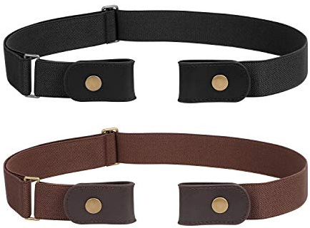 Ceinture sans boucle pour homme - Ceinture élastique invisible extensible et réglable - Sans boucle - Largeur 3,51 cm - Pour pantalon en jean, B-noir + café, Für Hosengröße Size 70-120cm