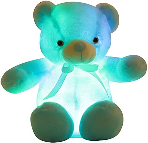 Zinsale Große Kuschel Bär Stoffspielzeug 7 Farben Licht Ändern Bär Plüsch Spielzeug Kissen LED Leucht Nacht Licht für Kinder schlafen (Blue)