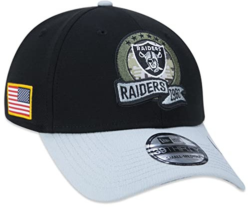 New Era Las Vegas Raiders NFL Salute to Service 2022 Black Grey 39Thirty Stretch Cap - S-M (6 3/8-7 1/4)
