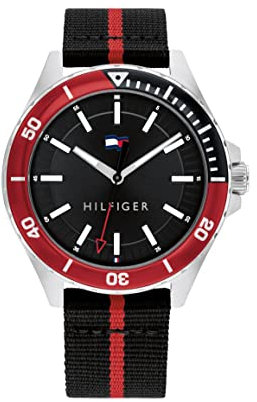 Tommy Hilfiger Analog Quarzuhr für Herren mit Schwarzes Textilarmband aus recyceltem Ozeankunststoff - 1792010