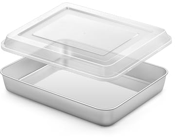 Homikit Teglia da forno, rettangolare, piccola teglia da forno, in acciaio inox, con coperchio ermetico, per arrostire, 23,8 x 18 x 5 cm, facile da pulire e lavabile in lavastoviglie