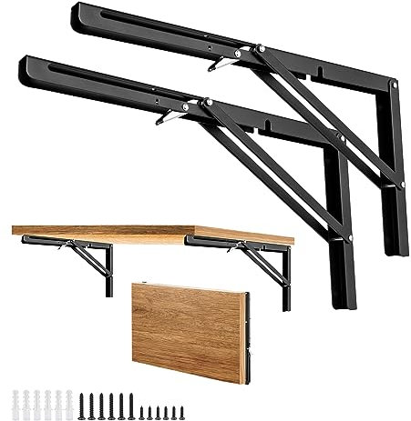Cherbowing Klapp Regalträger Scharniere Klappbar Winkel Schwerlast Platzsparend für Klapptisch Wandmontage Belastbarkeit bis 75 KG (400 mm 2 PC)