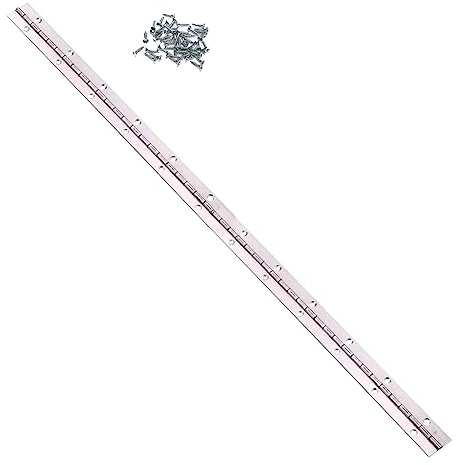 Hoopever - Cerniera Continua in Metallo, 600 mm x 25 mm x 1 mm, Cerniera Lunga in Acciaio Inox, Apertura a 270 Gradi, Resistente, per Pianoforti, Armadi, Porte, Grandi Finestre, Barche, Cromate