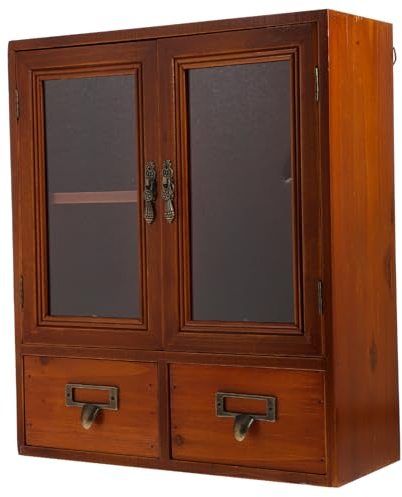LIFKOME Mini-vitrine Wand-speiseschrank Über Dem Erste-Hilfe-Schrank Wandmontierter Medizinschrank Vintage-wandschrank Apothekerschrank Mini-aufsatzschrank Dekorationen Holz Wandbehang