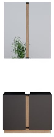 Vicco Set di mobili da bagno Gloria, Antracite, 70 cm, composto da specchio da bagno e mobile sottolavabo