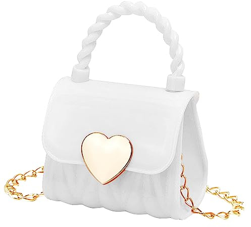 JUCHAO Mini borsa per bambine a tracolla carina principessa borsa a tracolla per bambina, Cuore bianco