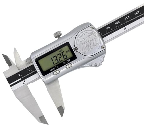PJDDP Calibre Digital Impermeable IP67 con Pantalla LCD,Pie de Rey Digital de Acero Inoxidable,Profesional Micrómetro Vernier Caliper para Medicion Externas,Internas,Profundidad y Paso,300mm/12