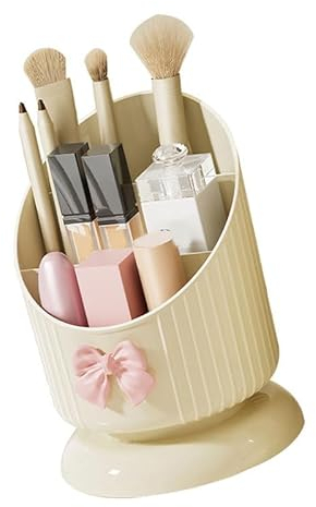 Acouto Seau de Rangement pour Cosmétiques, Organisateur de Maquillage en Plastique compartimenté de Grande capacité, Organisateur de Maquillage Rotatif à 366 Degrés, Seau de Rangement