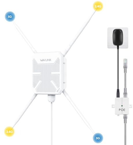 Repeteur WiFi Exterieur Puissant avec Antenne WiFi Longue Portée(Amélioration de l'étanchéité) Wavlink AC1200 Amplificateur WiFi - Outdoor Poe Répéteur WiFi Extérieur- Les Grands Espaces éloignés