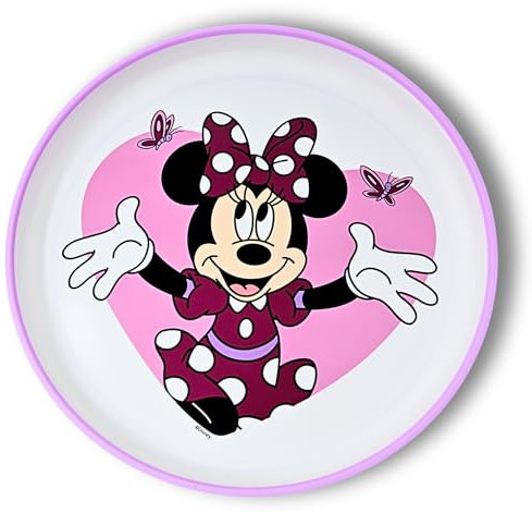 Stor Plato infantil de Minnie Mouse, antideslizante, sin BPA y reutilizable, plato de desayuno infantil, plato de aperitivo, plato de camping para niños, plato de desayuno