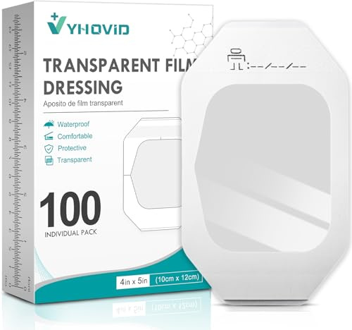 100 Packs Transparent Film Dressing 4 x 4.75 - Waterproof Bandages for Swimming, Showering, Wounds, Post Surgical Shower or IV Shield, Tattoo Aftercare Bandage, Scar Therapy, Adhesive Patches