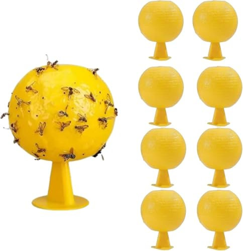 Ataoyus Lot de 8 pièges à Mouches de Fruits Jaunes Boules d'insectes collantes, Naturel et écologique piège à Mouches de Fruits, Fourmis, moustiques et araignées