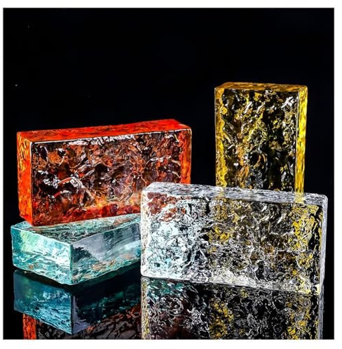 Zfmnoyev Ladrillos De Vidrio De Alta Transparencia, Ladrillos De Cristal Macizo De Doble Cara, Bloques De Vidrio con Aislamiento Acústico Y Térmico, Utilizados En La Construcción(Rosso)