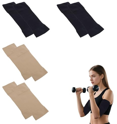 Kahaybeall 4 Paires de Manchons de Compression Élastiques pour Bras, Manches Amincissantes, Compression Élastique Manchons, Élastique pour Perte de Poids pour le Sport et le Fitness