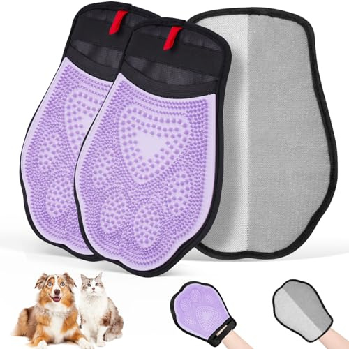 Zivacate Mejorado 2 en 1 Manopla Quita Pelos Mascotas, Guante Reutilizable para Eliminar Pelo de Mascotas, Double Sided Estático Pet Hair Remover Glove, para Mascotas, Ropa, Sofá - 2 Unidades