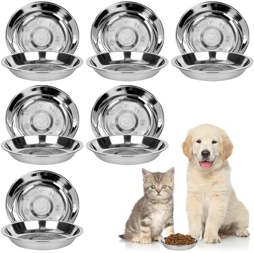 6 Cuencos para Gatos,Cuenco de Alimentación para Gatos,Cuen co Plano para Gato s,Material 304,Cuen cos Plegables para Comida Enlatada,Cuen cos de Alimentación,Adecuados para Gato s y Perros Pequeños