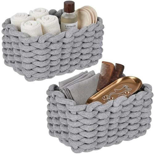 Aufbewahrungskorb,Korb geflochten,Die Maße sind 19x15x12cm,2 Stück,grau