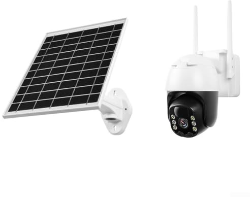 Yuanpgky Telecamera solare wireless per esterni con panoramica a 350°, inclinazione di 60°, IP66, telecamera di sicurezza impermeabile fino a 25 m, compatibile con scheda TF WiFi 4G Cloud Storage