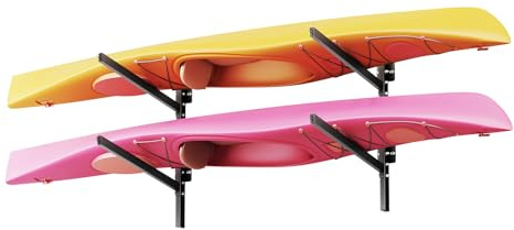 VEVOR Supporto da Parete per Kayak 2 Ripiani, Barra da Parete Regolabile per Kayak, Supporto da Muro per Deposito Canoe Tavola da Surf, SUP da Garage per Spiaggia Mare, Carico Max. 90,7 kg