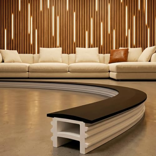 SUCIKORIO 3m Silikon LED Profil Svart Flexibel LED Strip Diffusor Channel | 10mm LED Strip Diffuser Channel System Outdoor 360° Böjbar LED Coving Track För Akustiska Väggpanelljus (Ingen Strip)