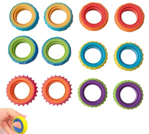 Bague Fidget pour Adultes, 12 Anneaux Antistress en Silicone pour Acupression, Autisme Et TDAH, Silencieux Et Légers pour Soulager Le Stress, Améliorer La Concentration Et Apaiser Les Angoisses