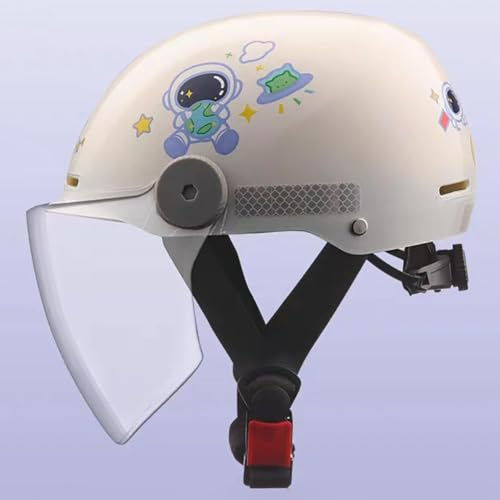 Caimcie Casco Moto per Bambini e Ragazzi dai 4 ai 15 Anni, Certificato DOT e ECE, Mezzo Casco Vintage Leggero per Cross, ATV, Scooter Elettrico e Ciclomotore F,48-54CM