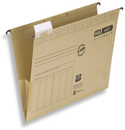 ELBA 100560133 Hängetasche vertic ULTIMATE 50er Pack aus Recycling-Karton für DIN A4 seitlich geschlossen braun Blauer Engel ideal für die lose Blatt-Ablage im Büro und der Behörde