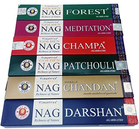 Golden Nag Champa Räucherstäbchen, Vijayshree, 6 Boxen
