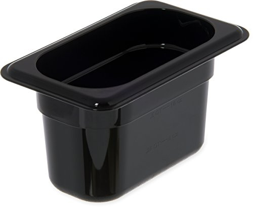 Carlisle FoodService Products Storplus Food Storage Container Food Pan, Chafing Pan for Catering, Buffets, Restaurants, Polycarbonate (Pc), 1/9 Size 4 Inches Deep, Black, (Pack of 6)