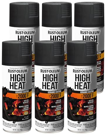 Rust-Oleum 248903-6PK Automotive High Heat Spray Paint, 12 oz, Flat Black, 6 Pack