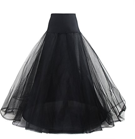 TUKA Reifrock Unterrock Elastisch 1 Ring mit Spitze, One-Size für Gr. 32 bis Gr. 42, Petticoat Vintage Retro Crinoline für Ballkleid Wedding Kleid Brautkleid Abendkleid, Schwarz, TKB0019 Black