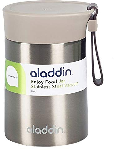 Aladdin Enjoy Thermavac Stainless Steel Food Jar 0.4L – Keeps Hot or Cold for 5.5 Hours - Double Wall Vacuum Insulation Lunch Box - Leakproof - Silicone Strap - BPA-Free