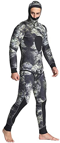 5 MM Neoprene Scuba Diving Neoprene Surf Camouflage Pesca Subacquea Mute per Subacquea con Cappuccio 2 Pezzi Attrezzatura Subacquea,XXL