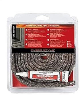 Kit professionale composto da treccia per stufe e caminetti, resistenti ad alte temperature KIT ARTICA + COLLA THERMOFIX grigio duro DIAM. 6/8/10/12 (Diam. 8)