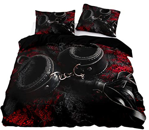 SHITOU Bettwäsche 135x200 Schwarze Peitsche 3D Mikrofaser Bettbezug Mit 2 Kopfkissenbezug, Jungen Teens BettwäSche Set Kinder Erwachsene, Weich Haltbar Atmungsaktive