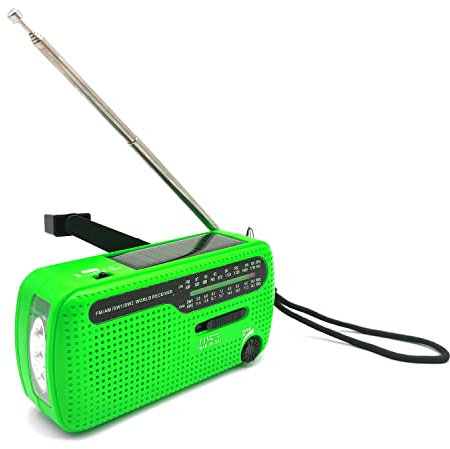 Fit4Blackout Kurbelradio, Solar & Kurbel Notfallradio, AM/FM/SW Radio, Tragbares Retro Radio mit Weltempfänger, Als Taschenlampe & Leselicht, USB Handy-Lader, Für Notfall, Camping, Blackout (Grün)