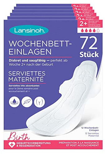 Lansinoh Wochenbetteinlagen für mittleren Wochenfluss, 72 Stück (6er Pack)