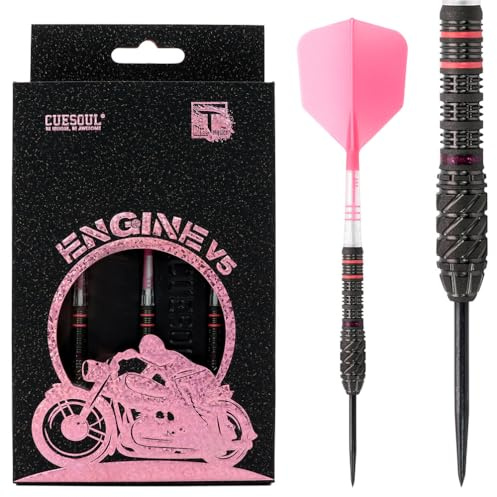 CUESOUL Engine V5 Punta in Acciaio da 23 g Set di dardi in tungsteno al 90% con Pittura a Olio rifinita e Volo unificante ROST T19 in Carbonio