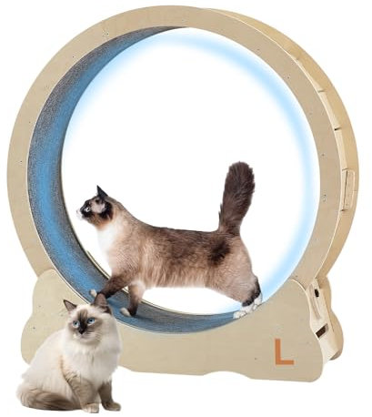 Cat Exercise Wheel for Indoor Cats Treadmill, Cat Running Wheel with Carpeted Runway, 39.4 inch Cats Fitness Weight Loss Device Suitable for Most Cats.(L)