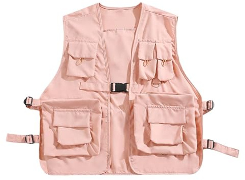 rockible Utility Vest Waistcoat with Multi Pockets Gilet Summer Fishing Vest Cargo Vest Gilet Outerwear For Men Women Adults Photography Outdoor Hiking Camping Hunting Fishing