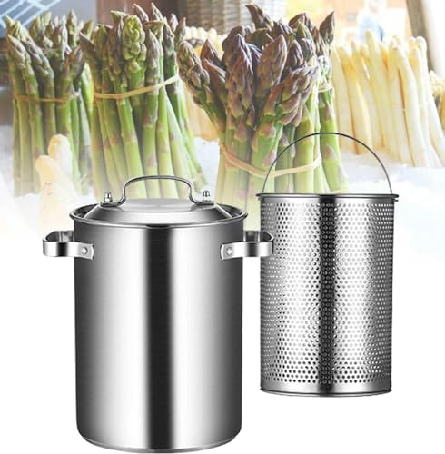 WQZStar Cuiseur à pâtes en Acier Inoxydable 304, marmite à Vapeur pour Asperges avec Panier passoire pour Restaurant, Cuisine à Domicile