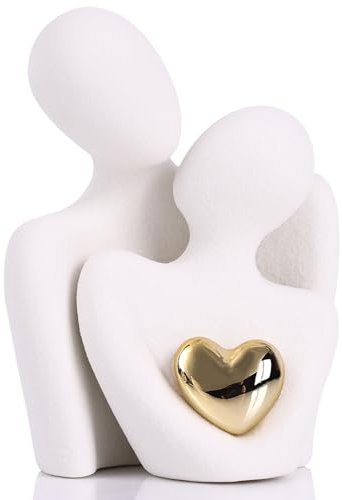 oliruim Statua in ceramica di coppia che si abbraccia, mini coppia in porcellana, regalo per matrimoni, anniversari, fidanzamenti, mensole per la casa e il soggiorno, ornamenti per coppie (12 cm